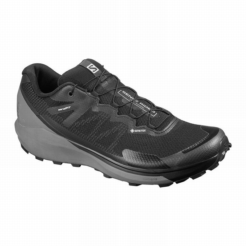 Zapatillas De Running Salomon Hombre Negras - Salomon Argentina SENSE RIDE 3 GTX INVIS. FIT ,768504-